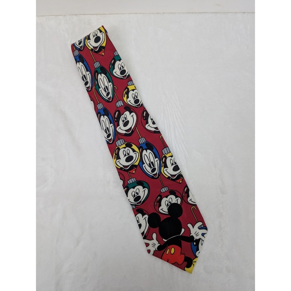 Vintage Disney Mickey Mouse Christmas Tie Balancine‎ Necktie Red 46" Ornament
